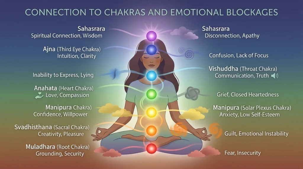 Connection to Chakras and Emotional Blockages