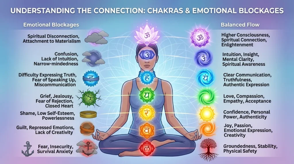 Connection to chakras and emotional blockages