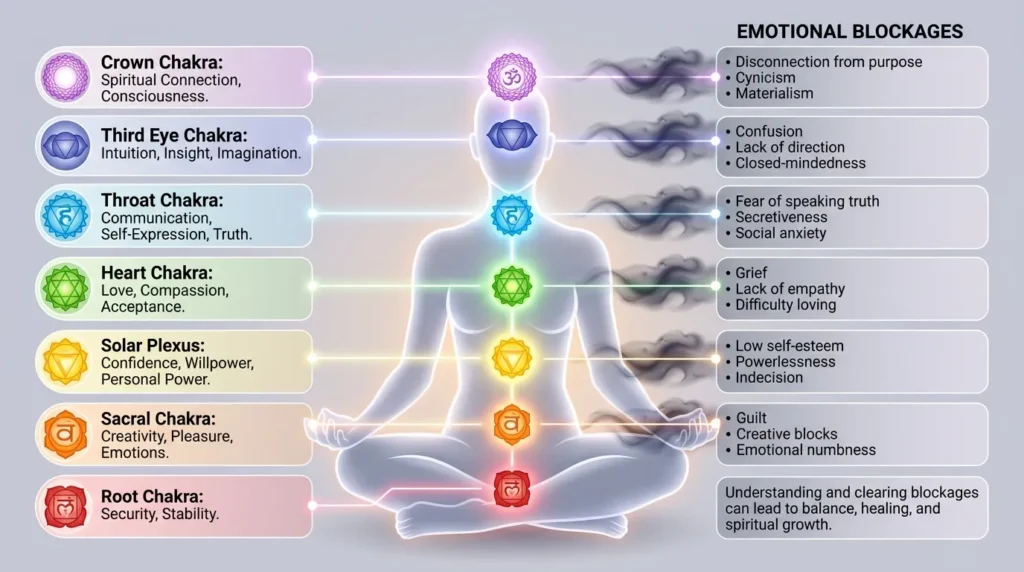 Connection to Chakras and Emotional Blockages