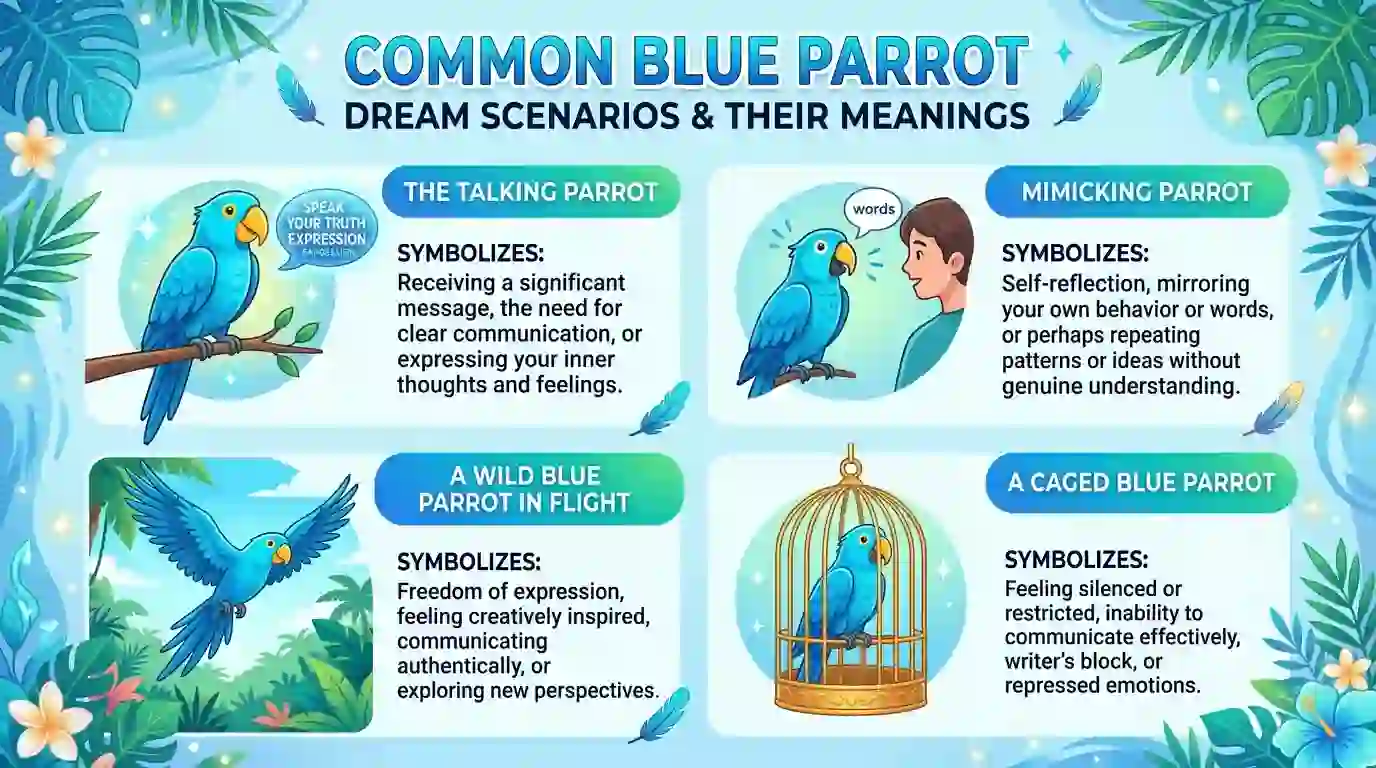 Common Blue Parrot Dream Scenarios and Their Meanings